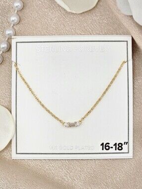 Sterling Forever Amara Pendant Necklace 14k Gold Plated CZ Minimalist Classic